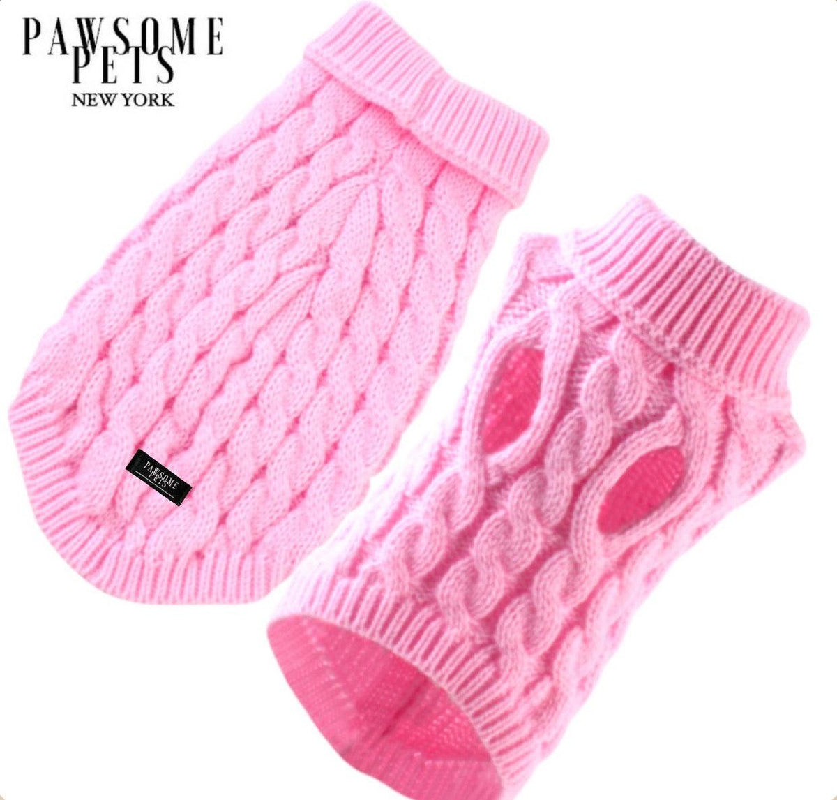SUÉTER DE PUNTO TRENZADO PARA PERRO Y GATO (EXTRA CÁLIDO) - ROSA