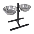 Vidaxl Adjustable Double Dog Cat Feeder (2 x 4.1L Stainless Steel Bowls)-0