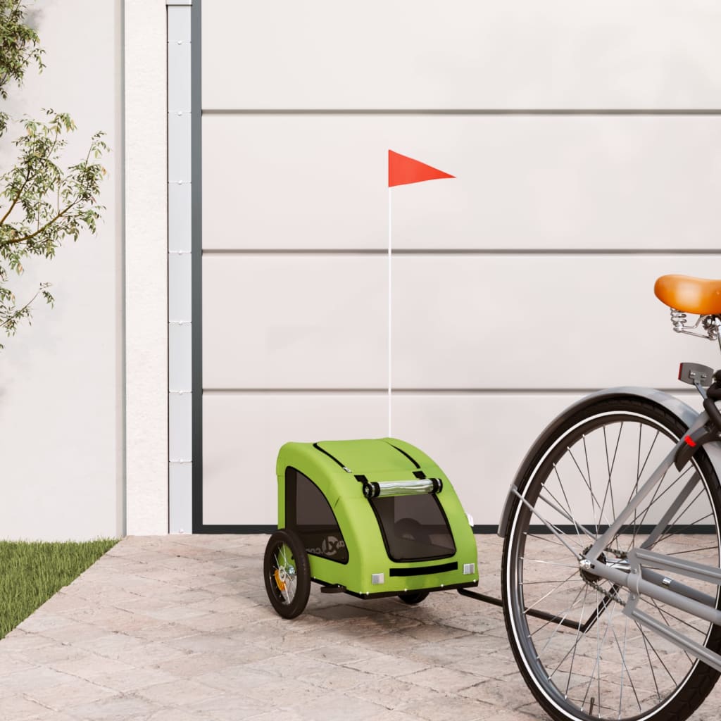 Vidaxl dog bike trailer oxford fabric and iron green-0
