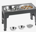 Cuenco de acero inoxidable ajustable para perros con 5 alturas